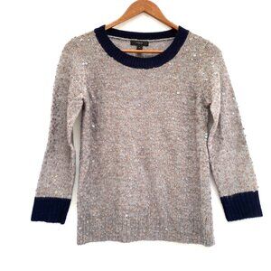 NWOT J Crew Womens Mohair Blend Sweater Size XS Gray Sequins Embellished HOLIDAY